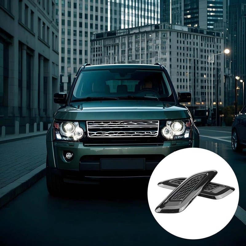 Glossy Black Abs Car Hood Vent Trims, Stylish Honeycomb Design, Easy Self-Adhesive Installation For Discovery & Evoque - Image 3