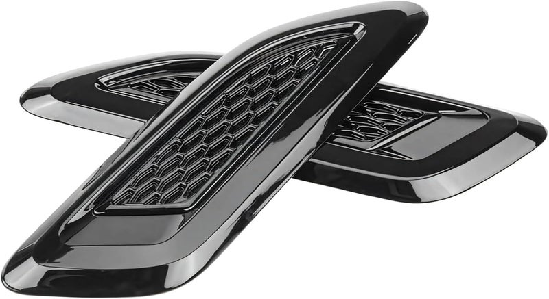 Glossy Black Abs Car Hood Vent Trims, Stylish Honeycomb Design, Easy Self-Adhesive Installation For Discovery & Evoque - Image 1