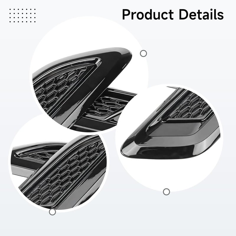 Glossy Black Abs Car Hood Vent Trims, Stylish Honeycomb Design, Easy Self-Adhesive Installation For Discovery & Evoque - Image 2