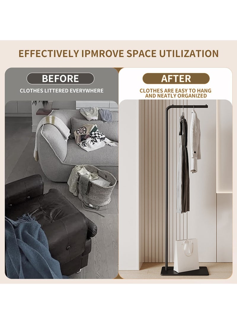 YQbest Metal Coat Rack Freestanding with Natural Marble Base 67” 170cm Entryway Coats Hanger Stand with 3 Hooks, Home Bedroom Hotel Hall Tree for Coats, Hats, Scarves, Clothes, and Handbags - Image 4