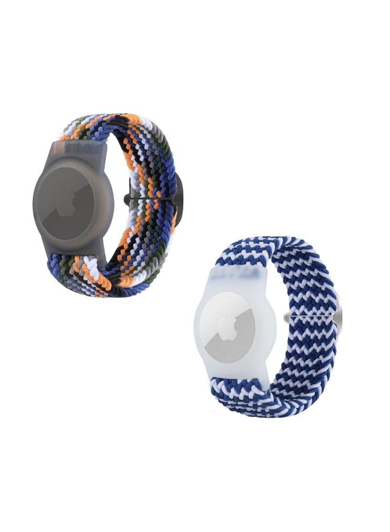 Anmi 2 Pcs Airtag Kids Wristbands, Kids Bracelet Compatible with Apple AirTag, Nylon Strap Cassette Holder Accessories for Toddlers Adults, Adjustable Anti-Lost - Image 1