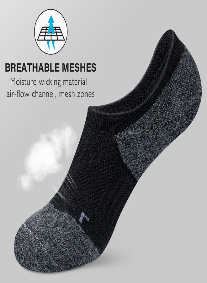 Gonii No Show Socks Womens Athletic Compression Running Low Cut Cushioned Socks 5-Pairs, Black, 6-8 - Image 2