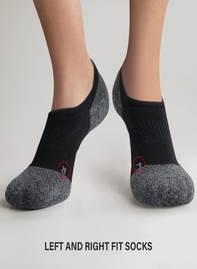 Gonii No Show Socks Womens Athletic Compression Running Low Cut Cushioned Socks 5-Pairs, Black, 6-8 - Image 4