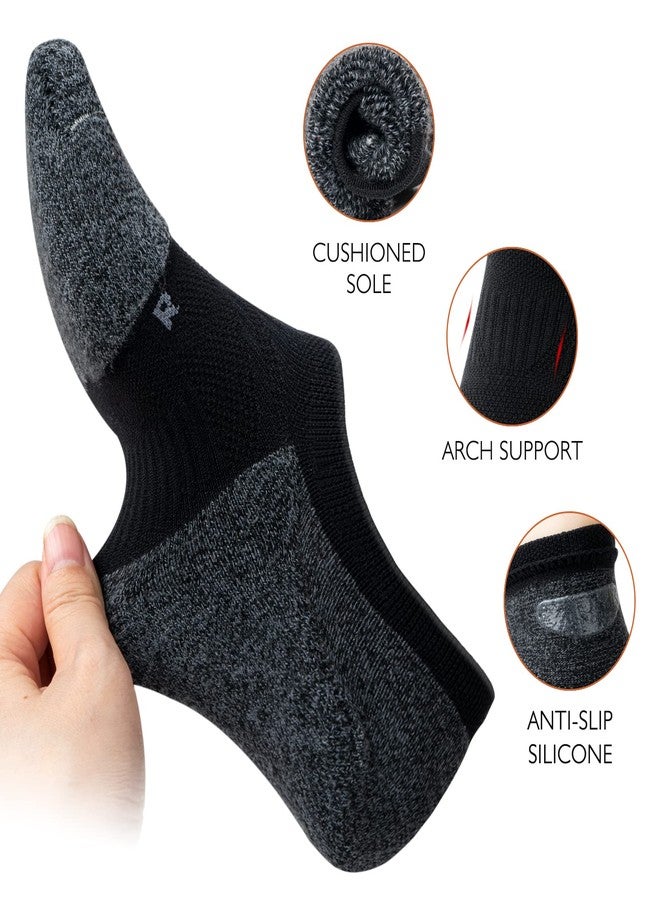 Gonii No Show Socks Womens Athletic Compression Running Low Cut Cushioned Socks 5-Pairs, Black, 6-8 - Image 3