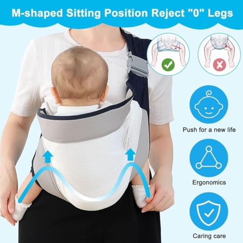 Dhadh Baby Sling Carrier - Adjustable Baby Holder, Half Wrapped Hip Carrier, One Shoulder Labor-Saving, Cloth Fabric Lightweight for Newborn to Toddler - Image 4