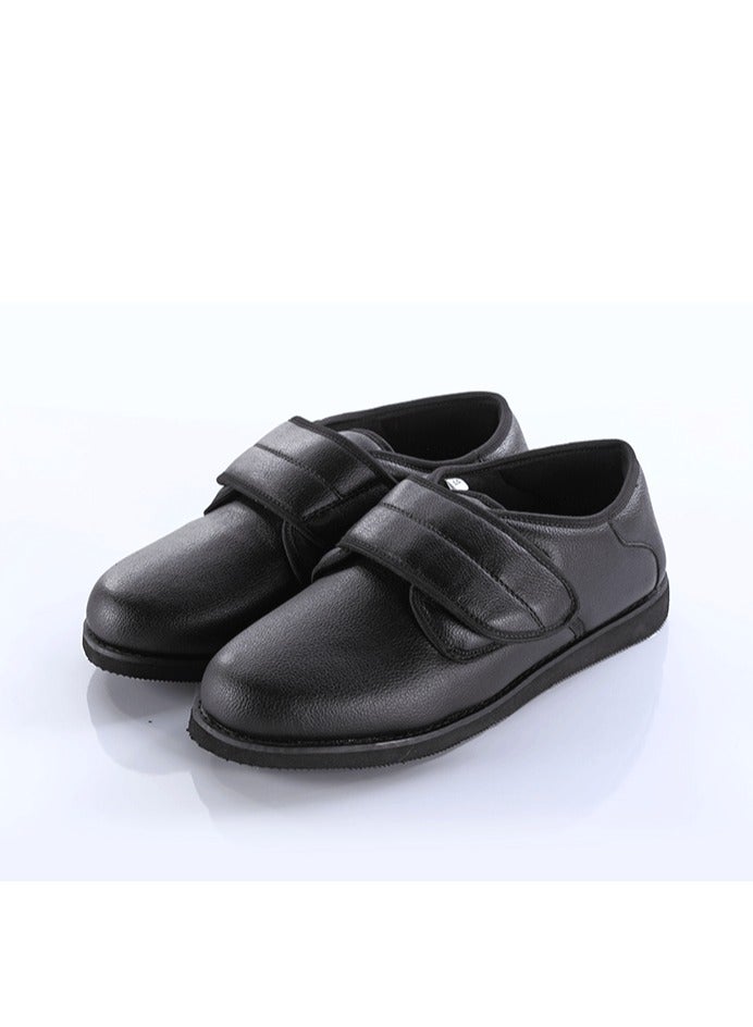 HT Medical shoes for diabetics and swollen feet, high-quality leather - size 37, black, modern, for adults of both sexes - Image 1