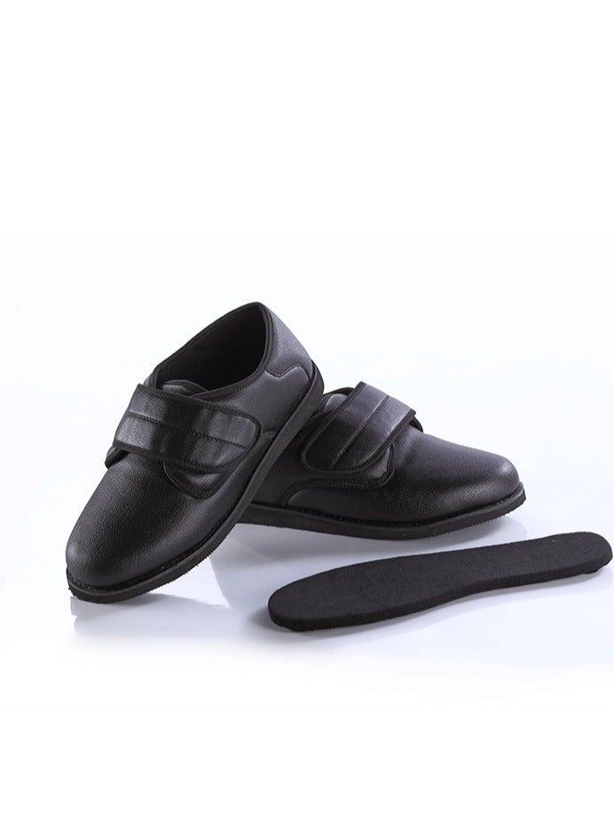 HT Medical shoes for diabetics and swollen feet, high-quality leather - size 37, black, modern, for adults of both sexes - Image 3