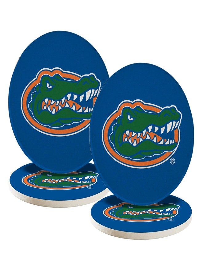 Desert Cactus University of Florida Circle Ceramic Coasters 4 Pack UF Gators Absorbent Drink Coasters with Cork Backing (Design A) - Image 1