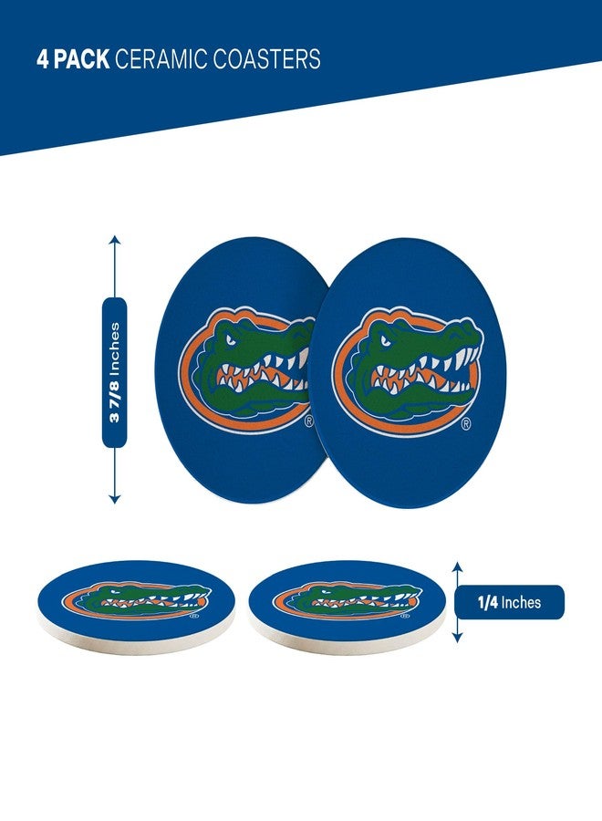 Desert Cactus University of Florida Circle Ceramic Coasters 4 Pack UF Gators Absorbent Drink Coasters with Cork Backing (Design A) - Image 2