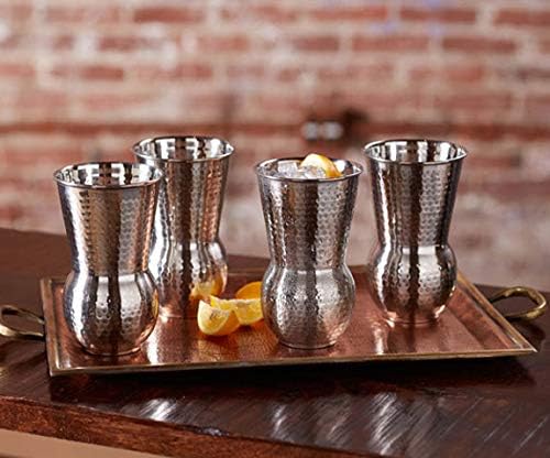 NJ OVERSEAS NJ Stainless Steel Water Glass Mughlai Napa Hammered Water Drinking Tumbler 2 - Image 5
