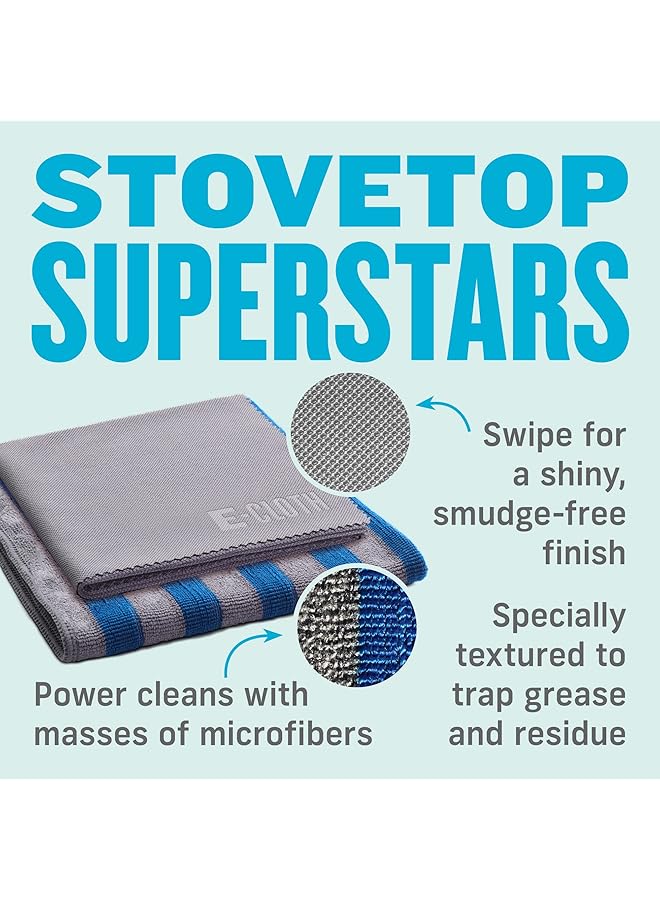 erorex Range And Stovetop Pack Microfiber Cleaning Cloth Blue And Grey - Image 3