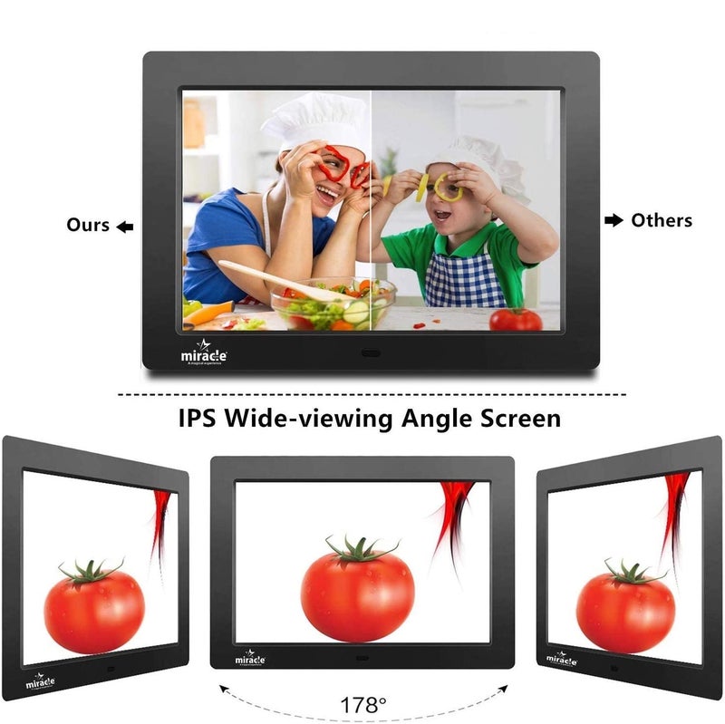 miracle digital 10'' IPS Digital Photo Frame with High Def Screen, USB Disk Card, Remote Photos Slide Show, Video Audio, Support SD Built in 8 GB Memory & 2GB RAM - Image 3