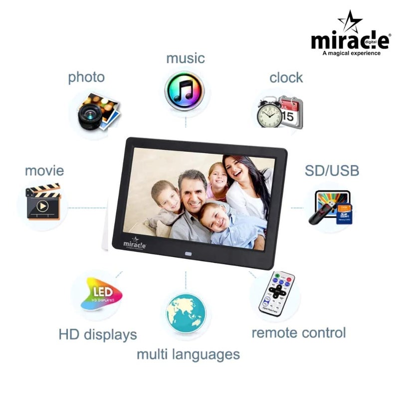 miracle digital 10'' IPS Digital Photo Frame with High Def Screen, USB Disk Card, Remote Photos Slide Show, Video Audio, Support SD Built in 8 GB Memory & 2GB RAM - Image 5