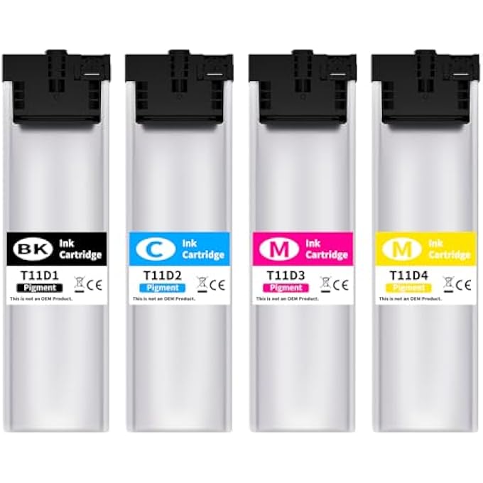 T11D1 T11D2 T11D3 T11D4 PRINTER CARTRIDGES COMPATIBLE WITH EPSON T11D1-T11D4 FOR EPSON WORKFORCE PRO WF-C5390DN WF-C5390DW WF-C5390DW BAM WF-C5890DWF WF-C5890DWF BAM (1 BLACK CYAN MAGENTA - Image 1