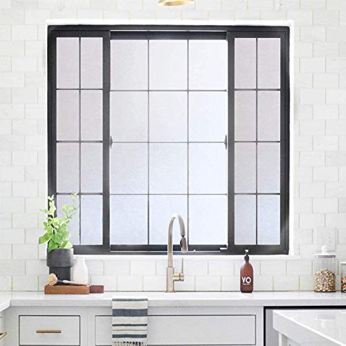 WALLTON Privacy Vinyl Frosted Window Film Glass Sticker Self-Adhesive Film Tint Wallpaper Opaque Sheet for Glass Privacy Cover Window, Door, Office, Home.| Anti-UV. (16x96 Inch, White Frost) - Image 2