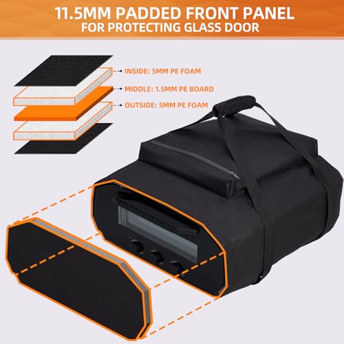 NOELIFE Carry Cover for Ooni Volt 12, Waterproof Electric Pizza Oven Cover with Top Pocket for Ooni Volt Accessories, with Padded Front Panel to Protect Class Door (Oven Not Included) - Image 3