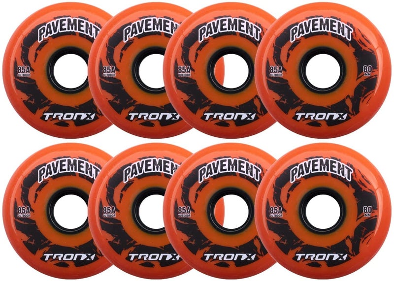 TronX Outdoor Pavement Asphalt Hilo 4-76MM/4-80MM 85A Inline Roller Hockey Wheels 8 Pack - Image 1