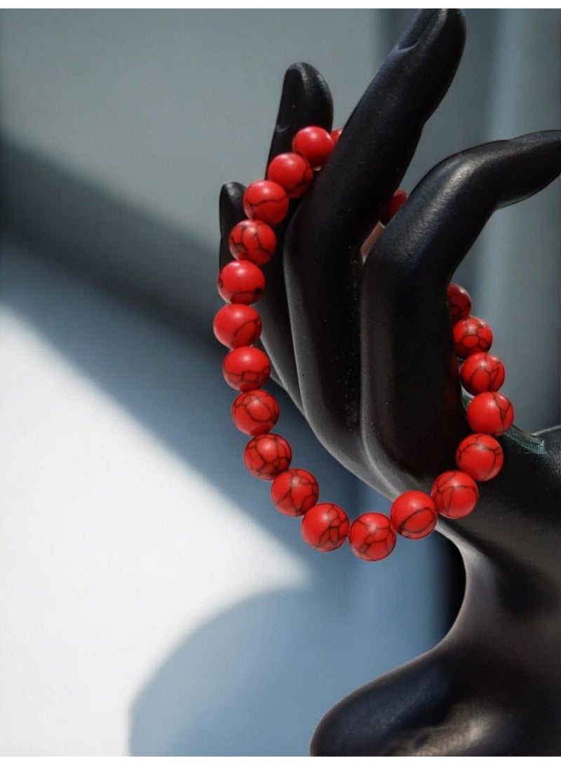 Red Firoza Natural Stone Bracelet - Image 1