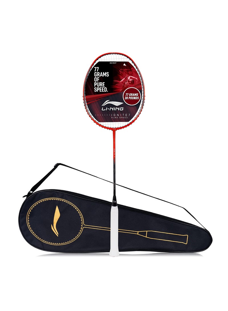 Li-Ning G-Force Superlite Ignite 7 Speed Carbon Fibre Strung Badminton Racket with Full Racket Cover | For Intermediate Players | 77 grams |Maximum String Tension - 30lbs - Image 1