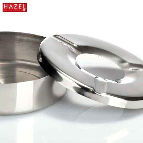 HAZEL Stainless Steel Ashtray with Lid | Windproof Lid Ash Tray for Cigarettes | Portable Ashtray for Home, Office, Outdoor Use - Image 5