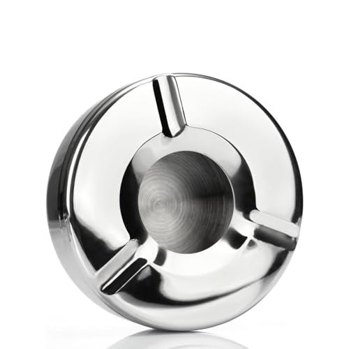 HAZEL Stainless Steel Ashtray with Lid | Windproof Lid Ash Tray for Cigarettes | Portable Ashtray for Home, Office, Outdoor Use - Image 1