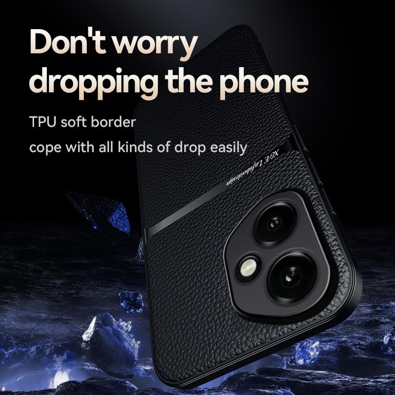 HuHa Case Cover For Honor 400 Global 156.5mm Litchi Leather Magnetic Full Coverage Shockproof Phone Case(Black) - Image 4