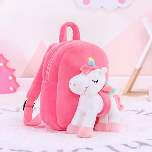 Lazada Unicorn Toddler Backpack Stuffed Unicorn Toys Kids Backpacks with Toy White 9.5" - Image 3