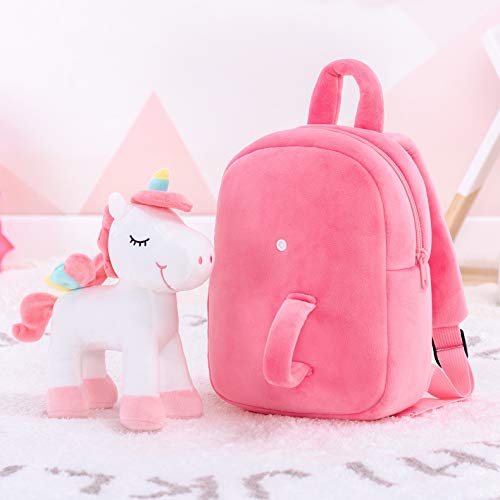 Lazada Unicorn Toddler Backpack Stuffed Unicorn Toys Kids Backpacks with Toy White 9.5" - Image 4