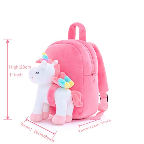 Lazada Unicorn Toddler Backpack Stuffed Unicorn Toys Kids Backpacks with Toy White 9.5" - Image 2