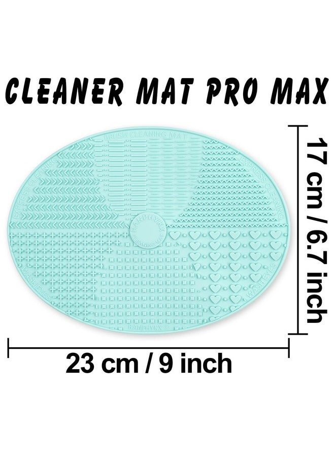 Ranphykx - Makeup Brush Cleaner Mat Silicone Brush Cleaning Mat Big Size Make Up Brush Clean Pad With Suction Cup For Makeup Brush Cleaning (Green) - Image 1