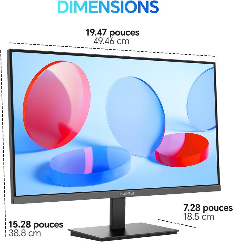 KOORUI E2212F 22 Inch Monitor, FHD 1920 x 1080 100Hz PC Monitor, Adaptive Sync HDMI 1.4, Eye Care Screen, -5° to 15° Tilt, VESA 100 x 100 mm - Image 3