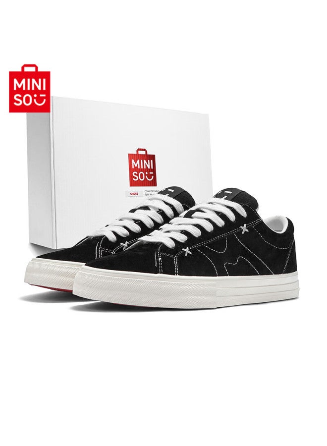 Miniso Men's Autumn New Skate Shoes Student Board Shoes Women's Versatile Black Casual Couple Shoes White Black 41 - Image 1