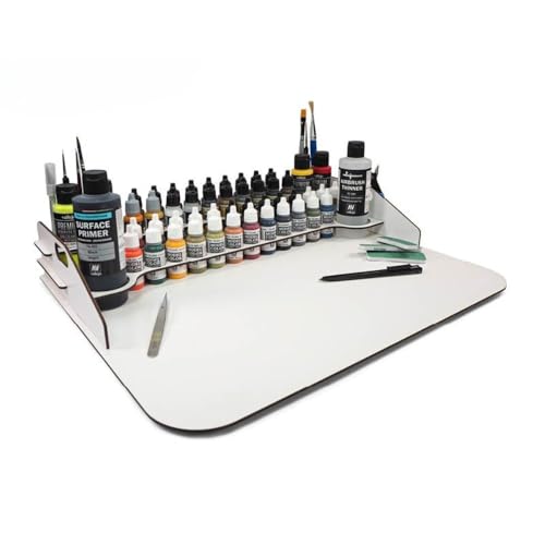 Vallejo - Paint Display and Work Station 50 x 37 cm | Capacity for 45 Bottles of 18 ml. (0.6 fl.oz.), 4 of 35 ml. (1.18 fl.oz.) or 60 ml. (2.02 fl.oz.), 2 of 200 ml. (6.76 fl.oz.) and 10 Brushes - Image 3
