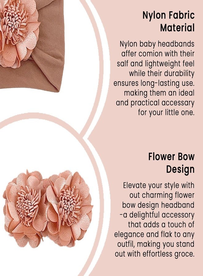 SYGA Baby Headband Nylon Double Flower Soft Stretchable Hairband for Newborn Infant Toddler Kids For 0-3 Year - Coffee - Image 5