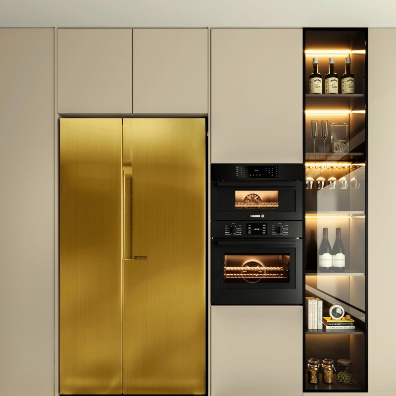 Abyssaly Gold Stainless Steel Wallpaper Contact Paper  Gold Fridge Wrap Peel And Stick For Kitchen Self-Adhesive Metallic Wallpaper For Microwave Oven And Cabinets 11.8"" X 78.2"" - Image 3