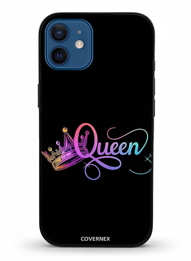 Covernex Apple iPhone 12 Protective Case Cover Printed Featuring The Queen with Holographic Crown - Image 2