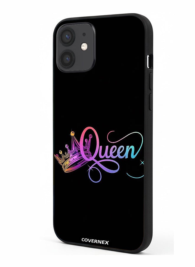 Covernex Apple iPhone 12 Protective Case Cover Printed Featuring The Queen with Holographic Crown - Image 1