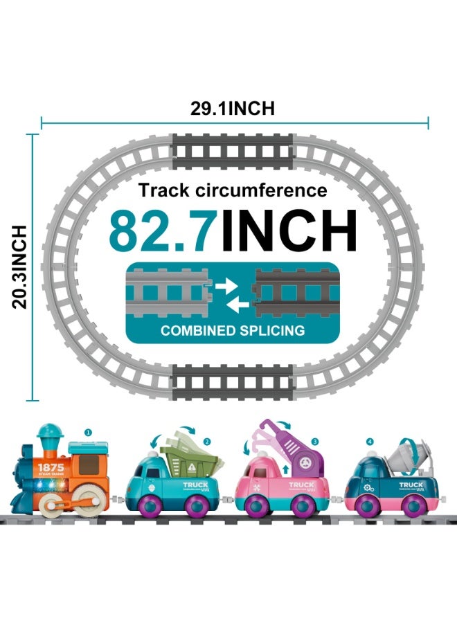 هالامودو مجموعة القطارات الكهربائية الكرتونية، سيارة ألعاب الأطفال، مجموعة عربات الأطفال المزلقة التعليمية، قطار سكة حديد معكرون مع الأضواء والموسيقى، قطار ألعاب شاحنات متعدد الوظائف، زراعة تنسيق العين اليدوية وتطوير الذكاء، ألعاب الأطفال لعبة الأطفال لعبة الأطفال رعاية حفلة الهدايا للأطفال - Image 3