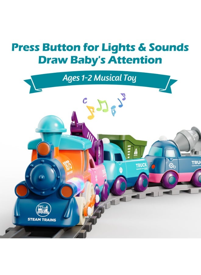 هالامودو مجموعة القطارات الكهربائية الكرتونية، سيارة ألعاب الأطفال، مجموعة عربات الأطفال المزلقة التعليمية، قطار سكة حديد معكرون مع الأضواء والموسيقى، قطار ألعاب شاحنات متعدد الوظائف، زراعة تنسيق العين اليدوية وتطوير الذكاء، ألعاب الأطفال لعبة الأطفال لعبة الأطفال رعاية حفلة الهدايا للأطفال - Image 2