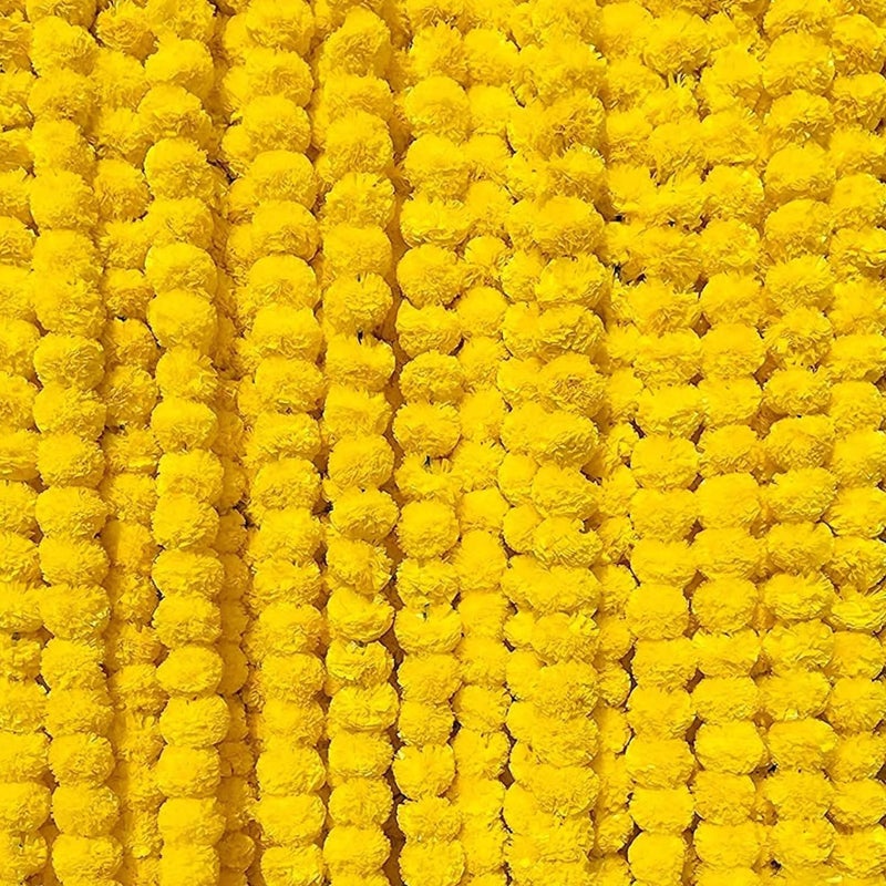 Pink Petals PINK PETALS Artificial Marigold Flower Garlands, for Decorating Diwali Decoration, Home Decor, Pooja Room Decorations (Yellow, Pack of 5)  - Image 1