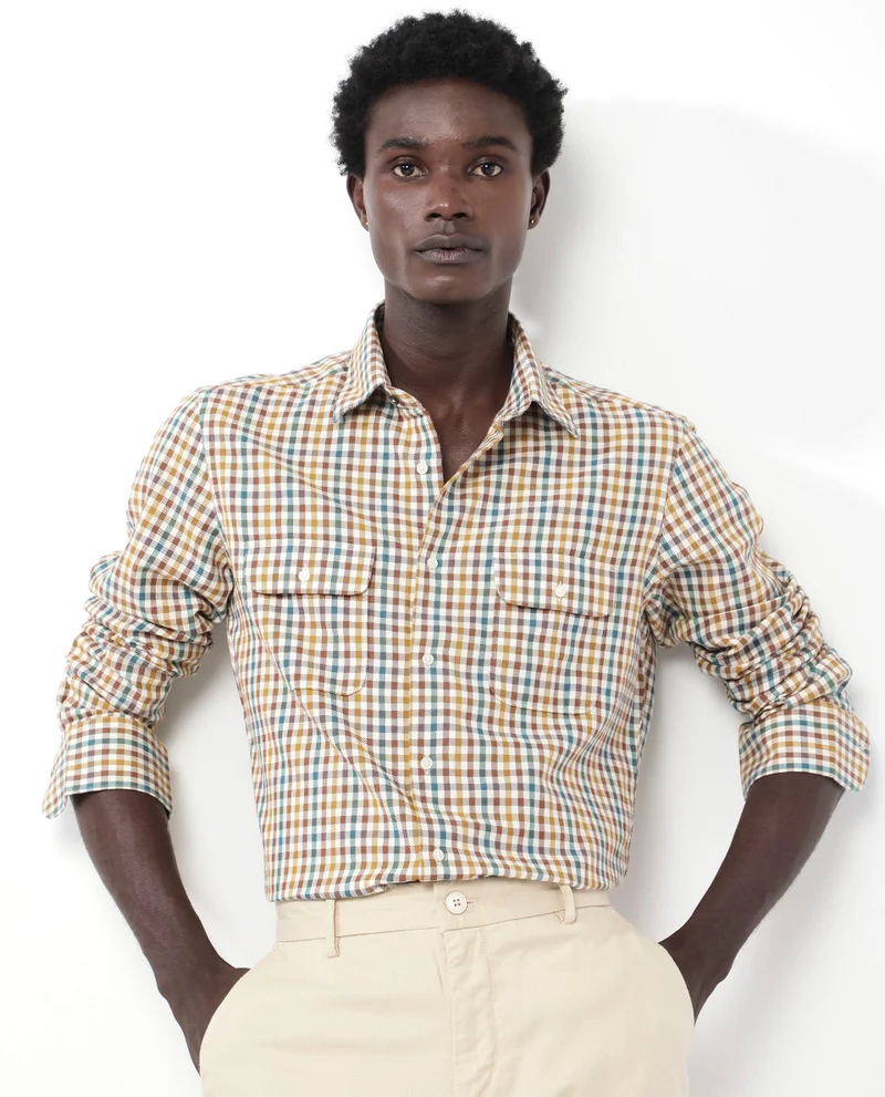 Rare Rabbit Men's Gingham Check Twill Shirt