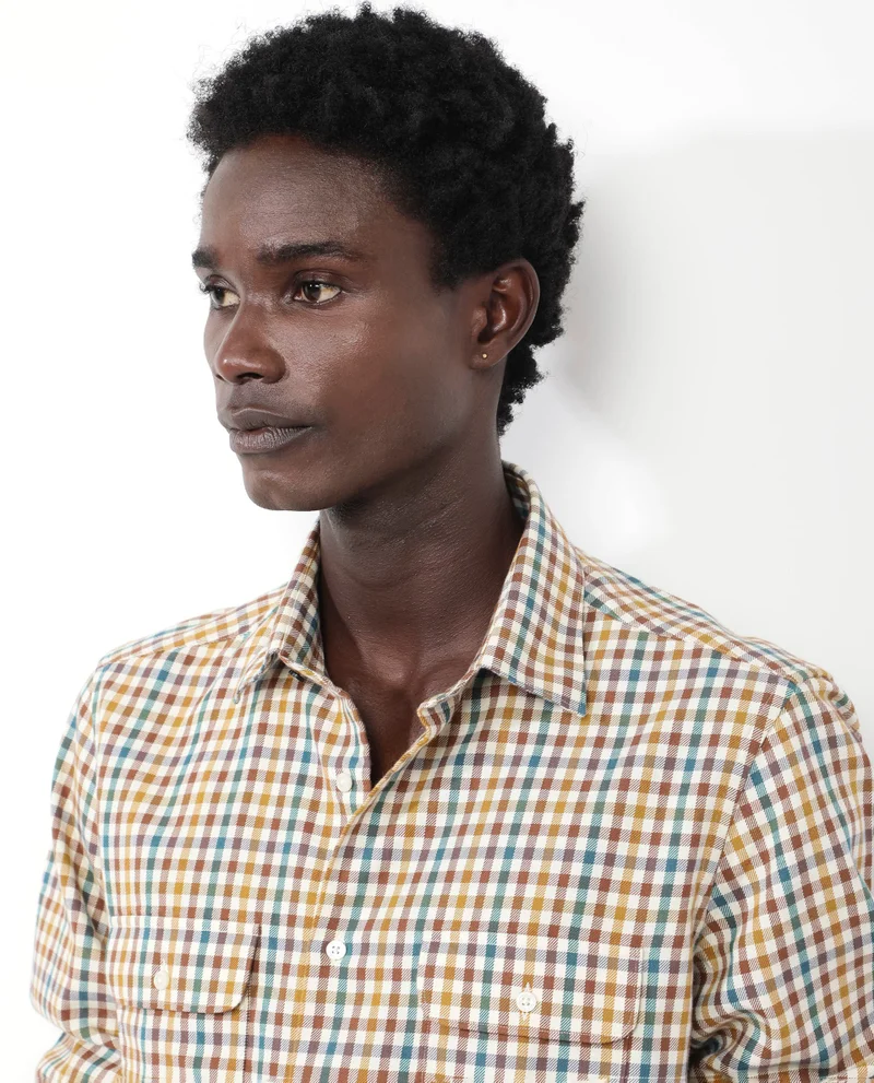 Rare Rabbit Men's Gingham Check Twill Shirt