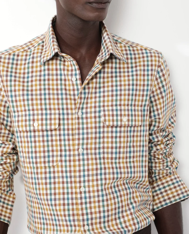 Rare Rabbit Men's Gingham Check Twill Shirt