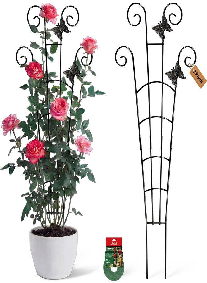 Xeeol 30'' Larger Plant Trellis Indoor, Expandable Metal Trellis for Climbing Plants Indoor, House Plant Climbing Support for Monstera Hoya Pothos, 2P - Image 1
