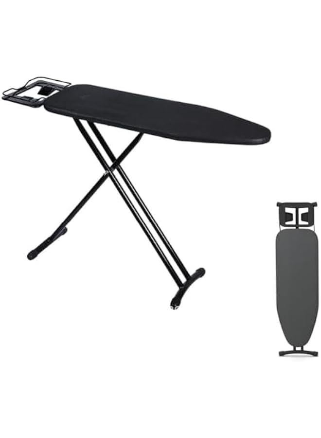 TRASSLE Ironing Board, Ironing Board with Heat Resistant Pad Cover, Adjustable Height, Safe Iron Rest and 4 Steel Legs for Home Laundry Room or College Dorm (Black) - Image 1