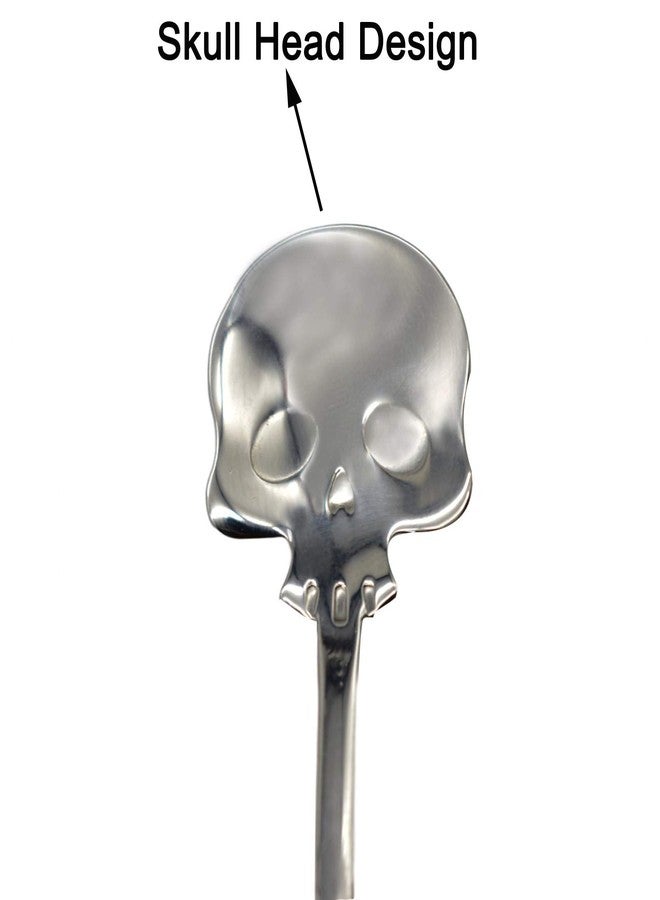 Maydahui 2 PCS Skull Swizzle Sticks Bar Spoon Mixing Spoons 9.8inch 18/10（304）Stainless Steel Fruit Forks Reusable Stirrers Stir Cocktail Drink for Halloween - Image 5