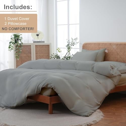 ARlinen Emperor Size Duvet Cover Set, 100% Egyptian Cotton, 3 Piece Bedding Set with Zipper Closure, Includes 1 Light Grey Duvet Cover (114x100 inches) and 2 Pillow Cases (20x40 inches) - Image 2