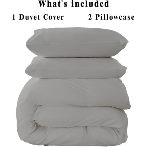 ARlinen Emperor Size Duvet Cover Set, 100% Egyptian Cotton, 3 Piece Bedding Set with Zipper Closure, Includes 1 Light Grey Duvet Cover (114x100 inches) and 2 Pillow Cases (20x40 inches) - Image 3
