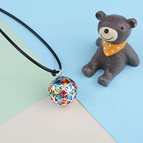EUDORA Harmony Ball Necklace Flower-de-luce Colorful Chime Pendant Pregnancy Gift 30" & 45" Chian - Image 2