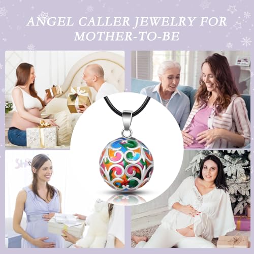EUDORA Harmony Ball Necklace Flower-de-luce Colorful Chime Pendant Pregnancy Gift 30" & 45" Chian - Image 4